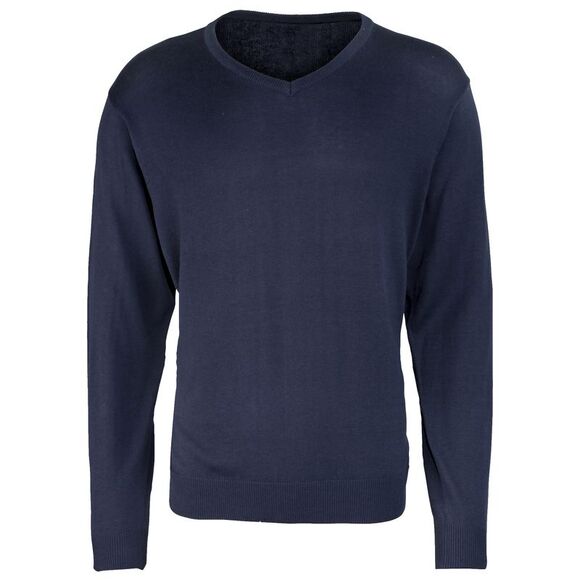 Premier Mens V-Neck Knitted Sweater Sweatshirt Workwear Sizes XS-4XL / Navy - Picture 1 of 3